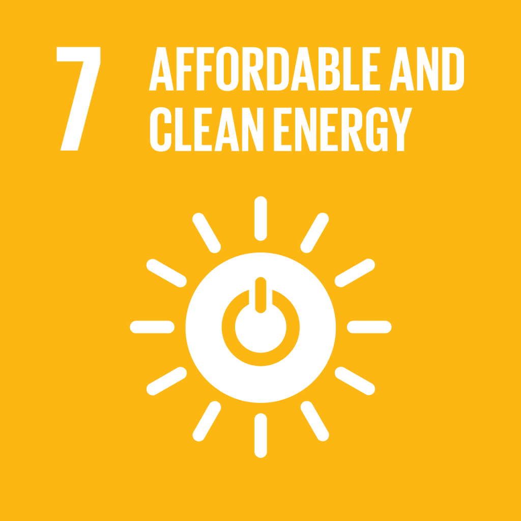 Yellow square with text reading '7 Affordable and clean energy'