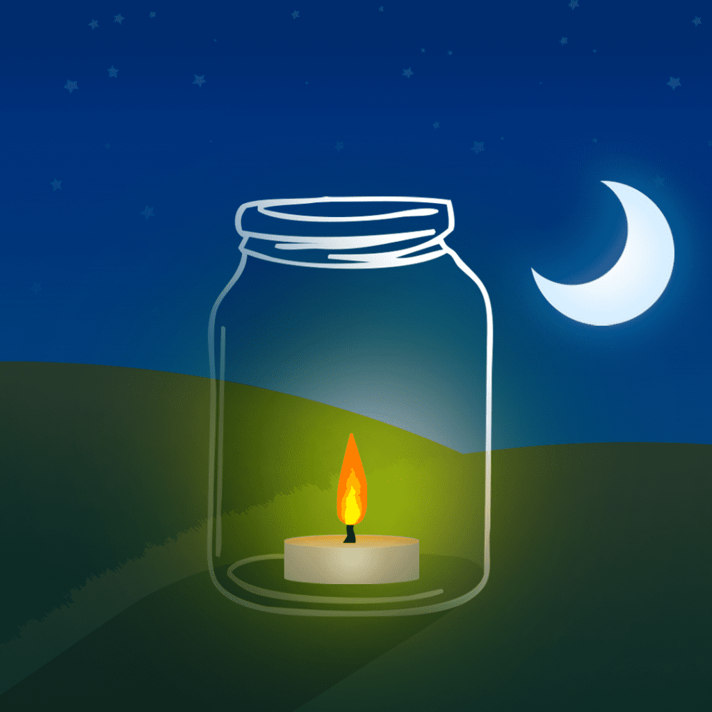 illustration by Joe Toft to show ideas to reuse glass jars as lanterns