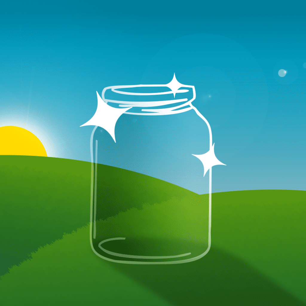 illustration by Joe Toft to show a ready to reuse clear glass jar 