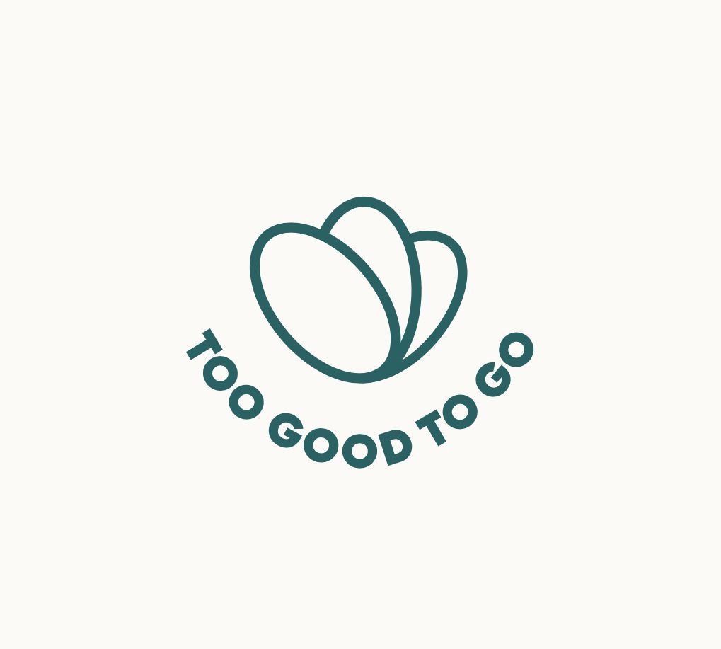 Simple green outline of a the app logo with the words ‘too good to go’ underneath